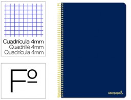 Cuaderno espiral Liderpapel Smart Folio tapa blanda 80h 60g c/4mm. color azul marino